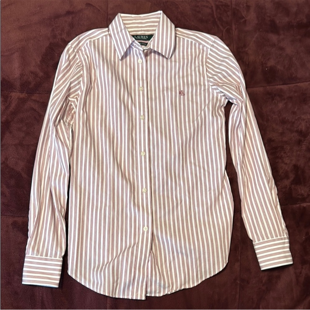 Ralph Lauren Non-iron Striped Button Down Shirt (XS)